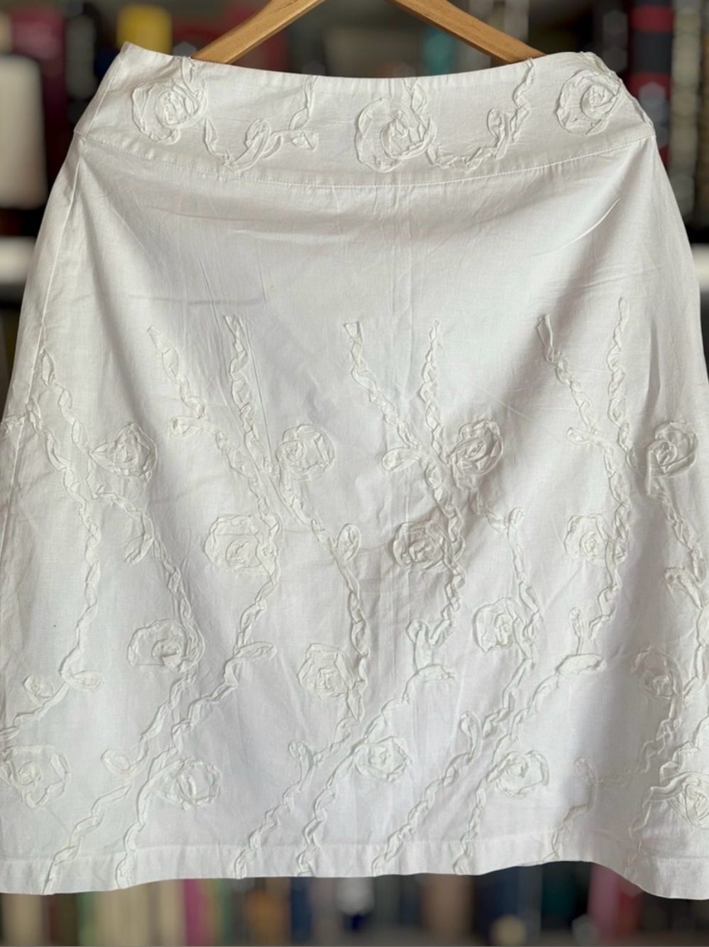 Silkland White A-Line Embellished Skirt 6